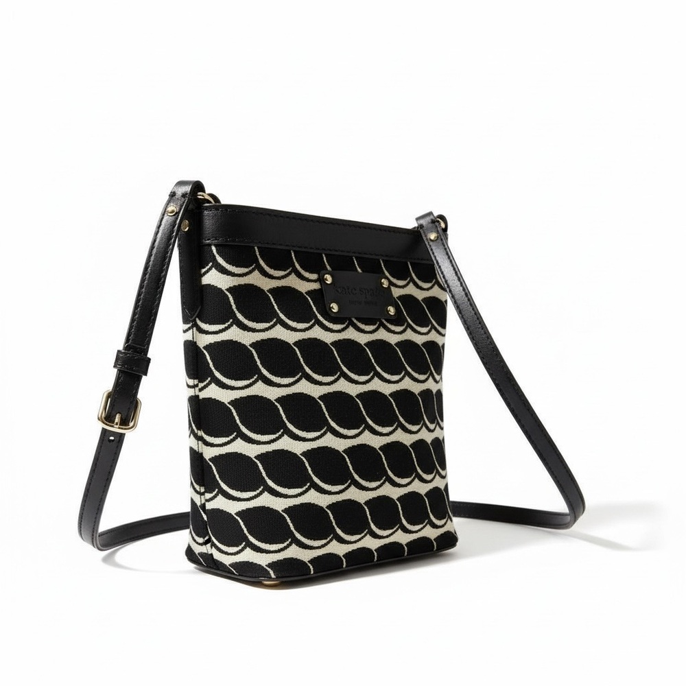 Kate Spade Navy Ivory Scallop Print Crossbody Bag Coated Canvas